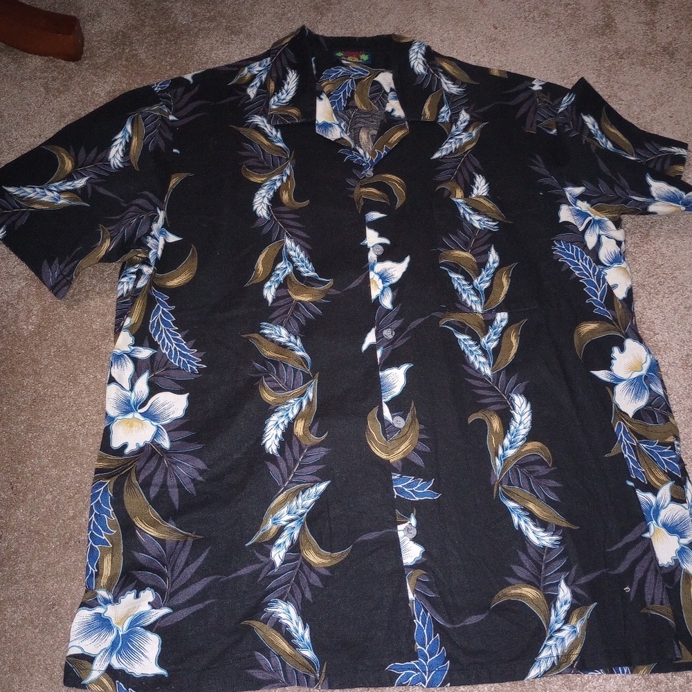 Hawaii Blues Men Brown, Blue and White Floral Shirt